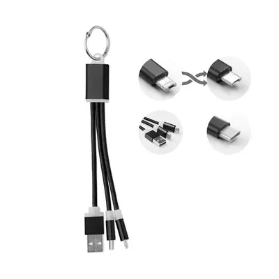USB charger cable with keychain