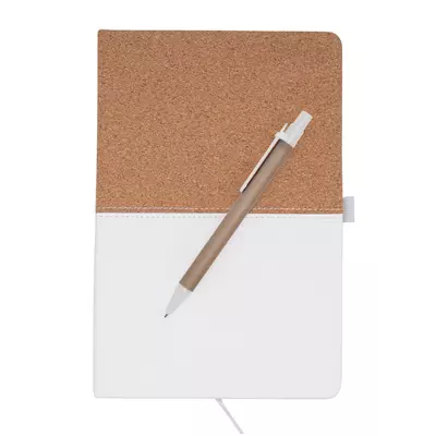 Notebook with eco cover of cork in 2 colors and pen