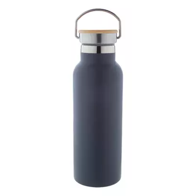 Steel thermos with bamboo lid