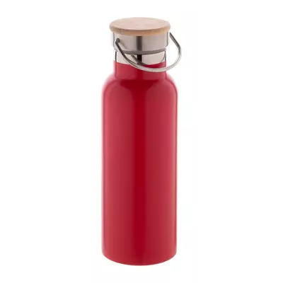 Steel thermos with bamboo lid