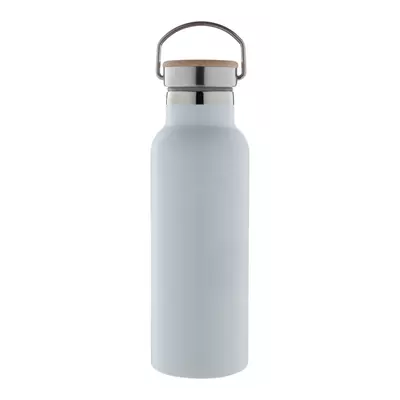 Steel thermos with bamboo lid