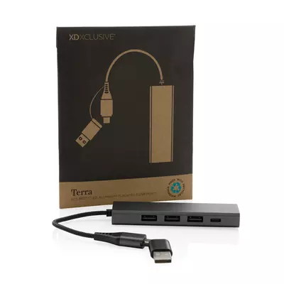 Terra RCS рециклиран алуминиев хъб с USB портове