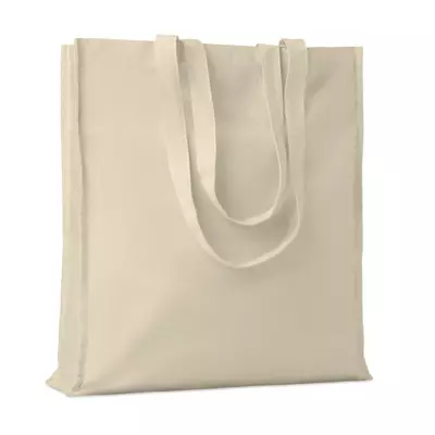 Cotton shopping bag with long handles and expansion 140 g/m²