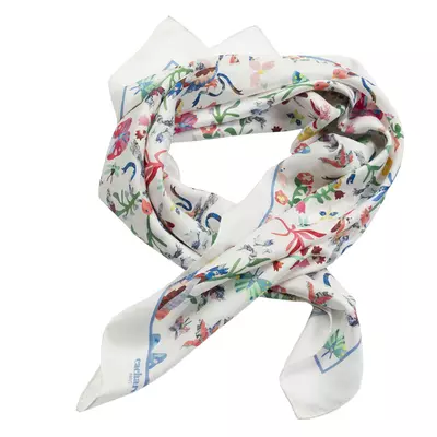 Копринен шал Butterfly White