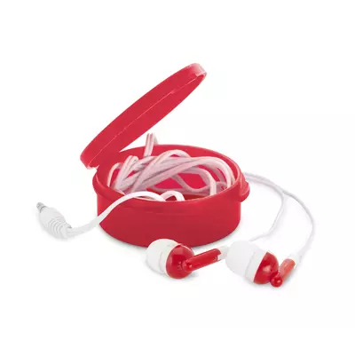 Headphones in round box