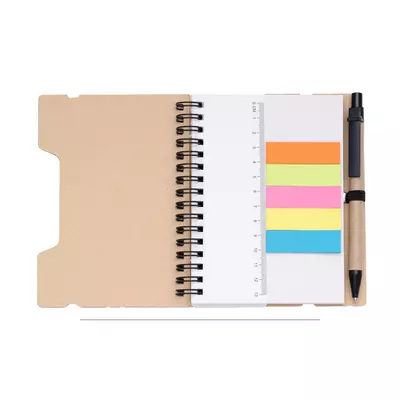 Еко бележник с линийка, индекси и химикалка