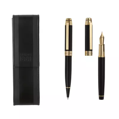 Kомплект химикалка и писалка в кожен калъф - Heritage Gold