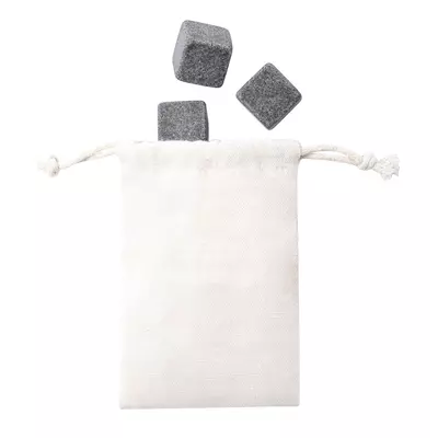 Stone ice cube set in cotton pouch
