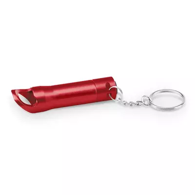 Flashlight, bottle opener and keyring