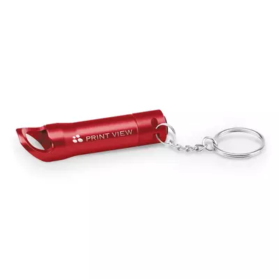 Flashlight, bottle opener and keyring