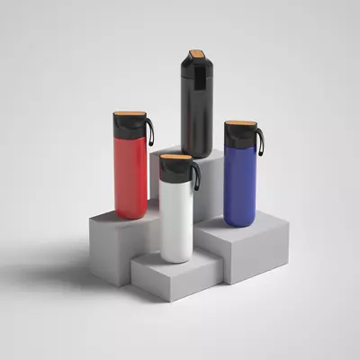 Стоманен термос с бамбук на капачката 600 ml