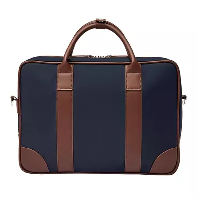 Document bag Button Navy & Brown