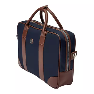Document bag Button Navy & Brown
