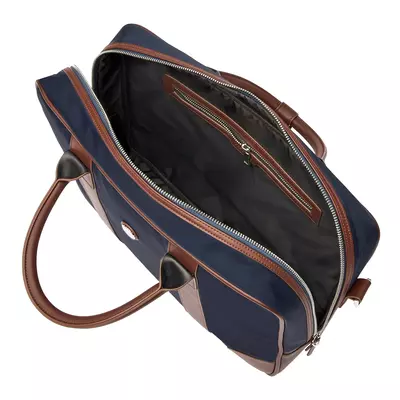 Document bag Button Navy & Brown