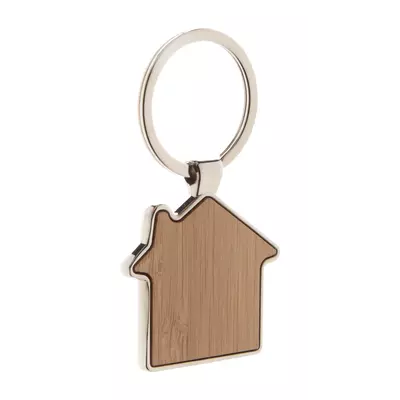 Ключодържател метал и бамбук Къща