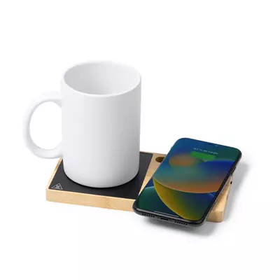 Подложка за чаша с безжично зарядно и стойка за телефон