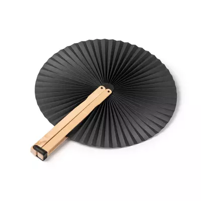 Foldable fan with wooden spokes