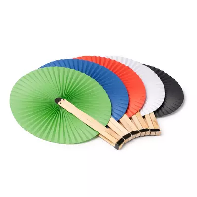 Foldable fan with wooden spokes