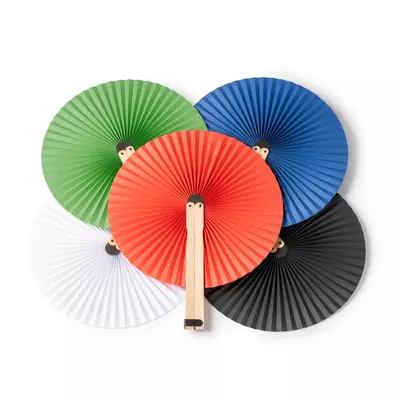 Foldable fan with wooden spokes
