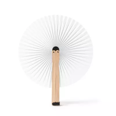 Foldable fan with wooden spokes