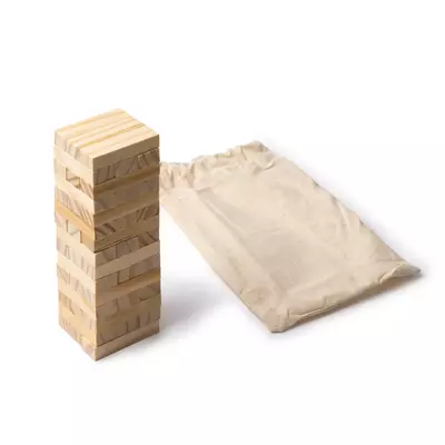 Jenga in cotton drawstring bag