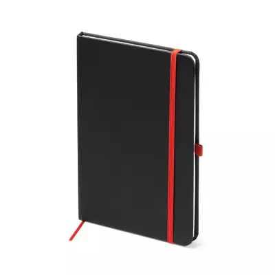 Black notebook with contrasting color elements
