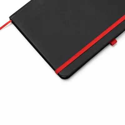 Black notebook with contrasting color elements