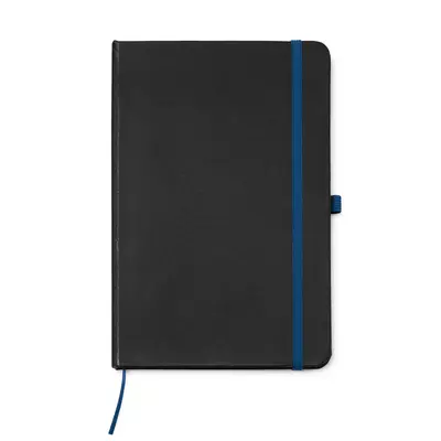 Black notebook with contrasting color elements