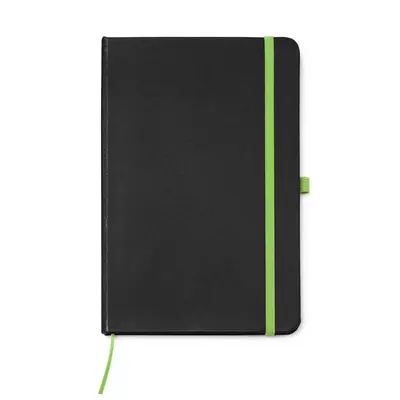 Black notebook with contrasting color elements