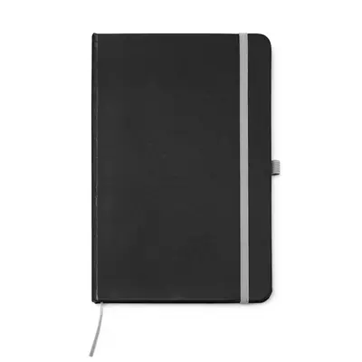Black notebook with contrasting color elements