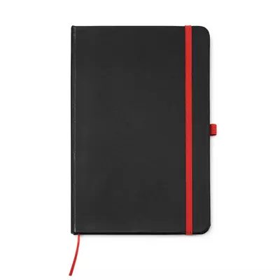 Black notebook with contrasting color elements