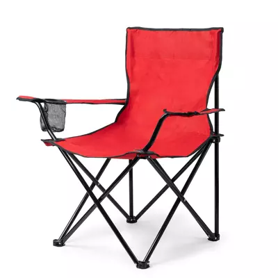 Folding camping chair with drink holder and carry case