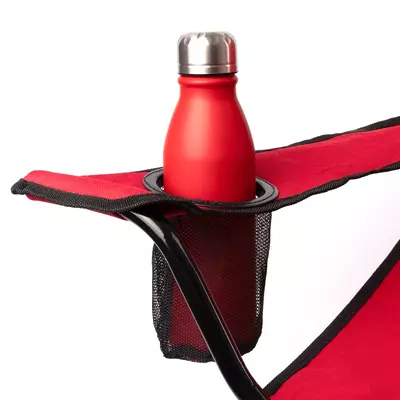 Folding camping chair with drink holder and carry case