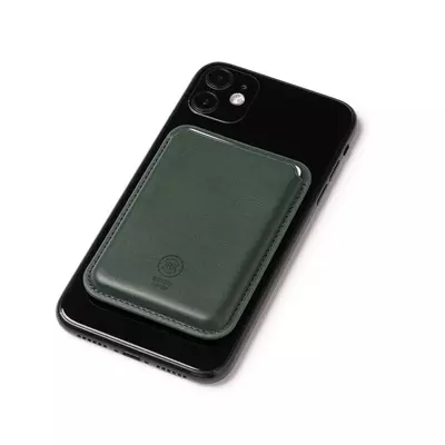Leather card case with magnet for phone