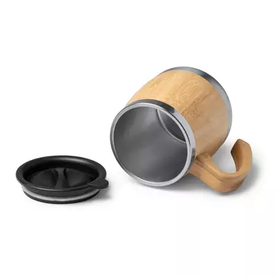 Stainless steel and bamboo thermo mug 450 ml