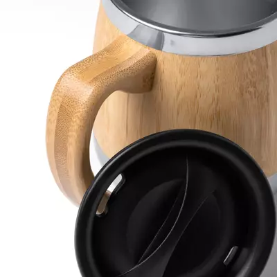 Stainless steel and bamboo thermo mug 450 ml