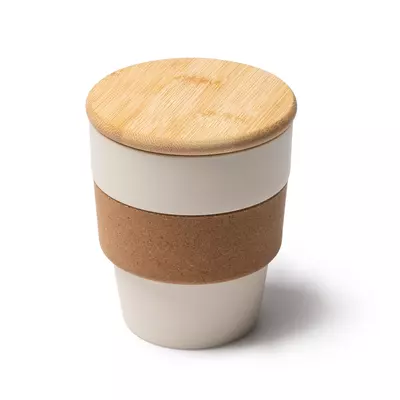 Eco cup with bamboo lid and cork grip
