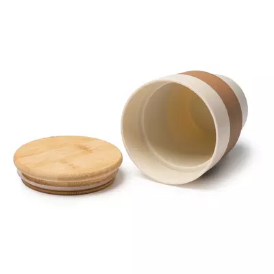 Eco cup with bamboo lid and cork grip