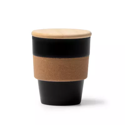 Eco cup with bamboo lid and cork grip
