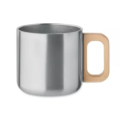 Double wall mug with a wooden handle 350 ml