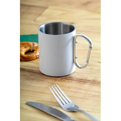 Двустенна чаша с дръжка карабинер за сублимация