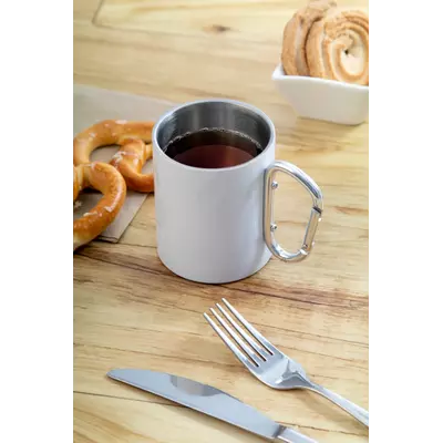 Двустенна чаша с дръжка карабинер за сублимация