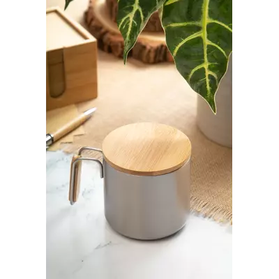 Стоманена термочаша с бамбуков капак 300 ml