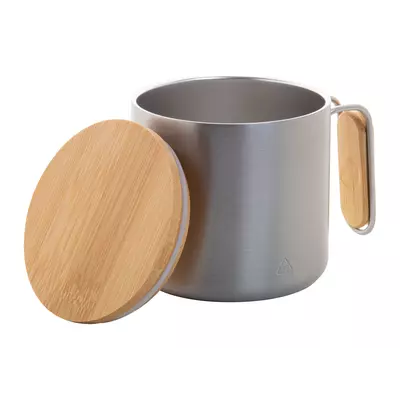 Steel thermomug with a bamboo lid 300 ml