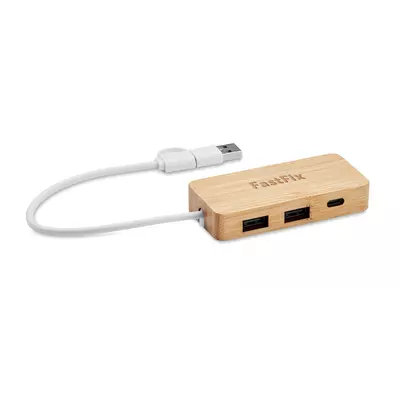 Бамбуков USB хъб с 3 порта