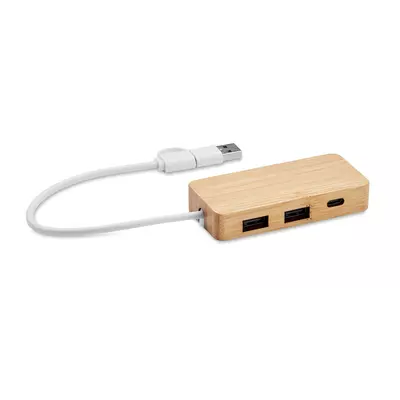 Bamboo USB hub with 3 ports