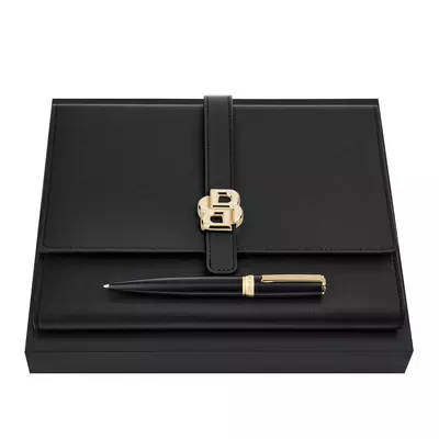 Комплект папка А5 и метална химикалка Black & Gold