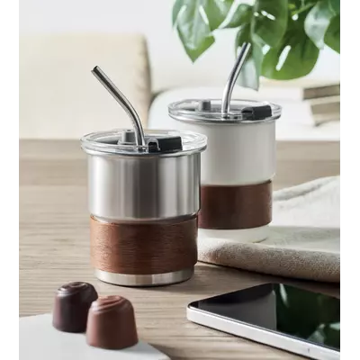 Stainless steel tumbler with straw