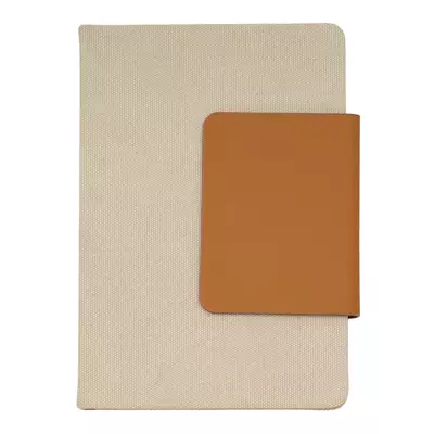 A5 notebook with leather cover and card compartment