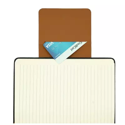 A5 notebook with leather cover and card compartment